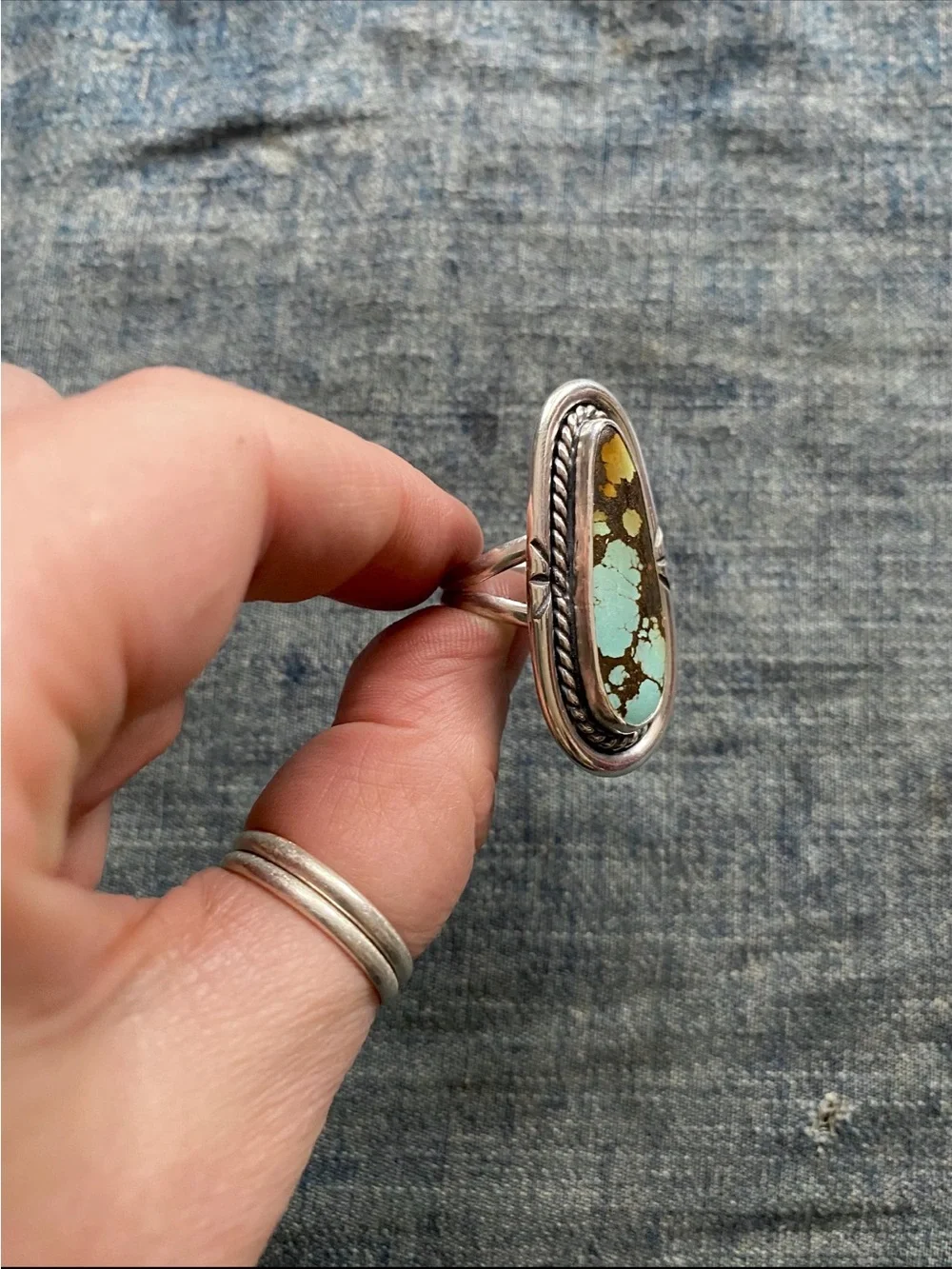 Hubei Turquoise Sterling Ring by “Mama Stone Vintage” Southwestern, Native